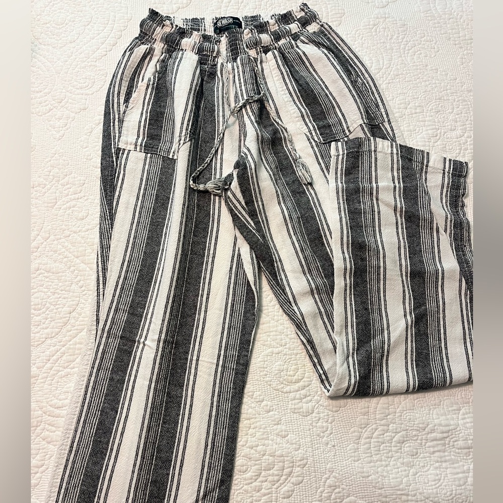 Striped Black and White Linen Pants